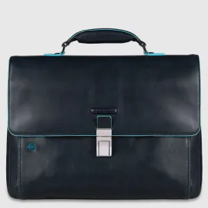 Cartella Piquadro in Pelle Porta PC 15'' Espandibile Blue Square Blu