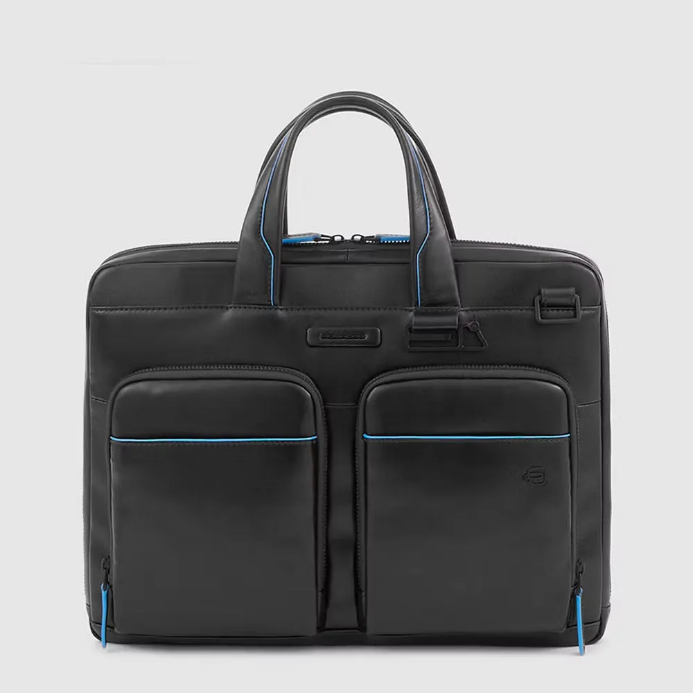 Cartella Sottile Porta PC 14' e Ipad® in Pelle Blue Square Nero