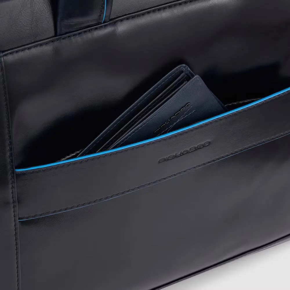 Cartella Sottile Porta PC 14' e Ipad® in Pelle Blue Square Nero