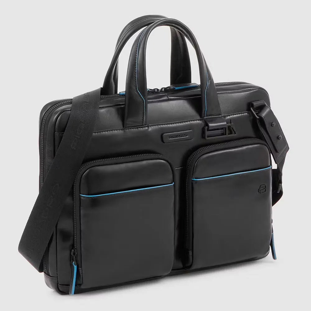 Cartella Sottile Porta PC 14' e Ipad® in Pelle Blue Square Nero