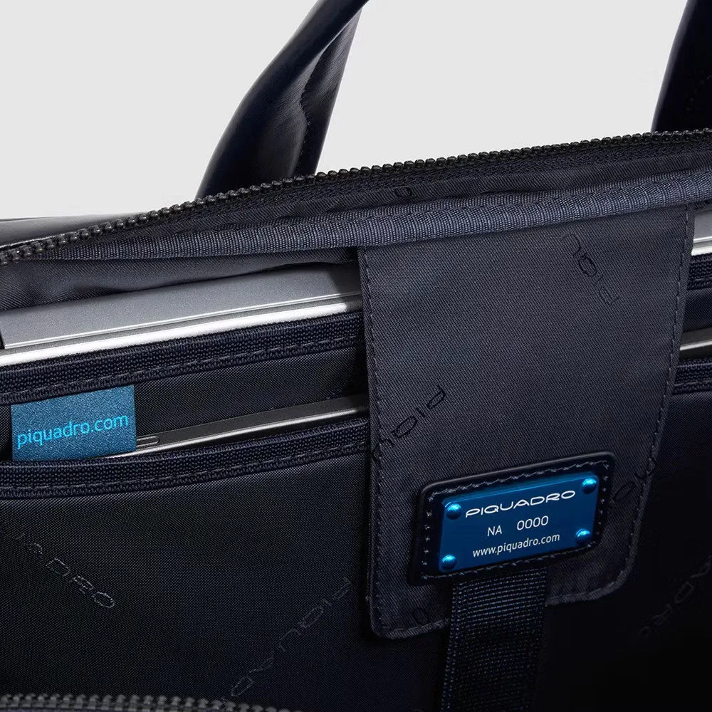 Cartella Sottile Porta PC 14' e Ipad® in Pelle Blue Square Nero