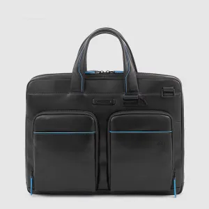 Cartella Sottile Porta PC 14' e Ipad® in Pelle Blue Square Nero