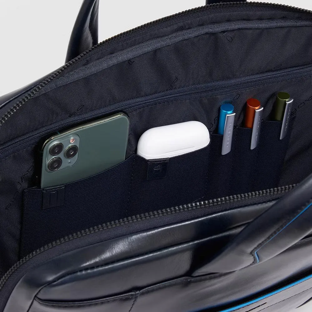 Cartella Sottile Porta PC 14' e Ipad® in Pelle Blue Square Nero