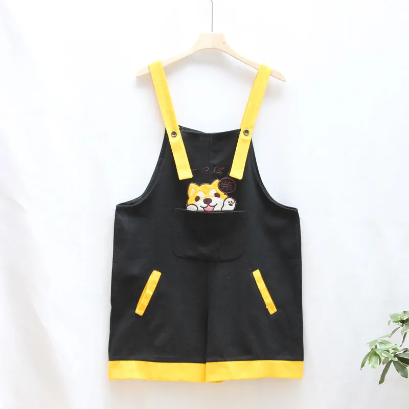 CARTOON SHIBA INU EMBROIDERED SLING SHORTS UB2496