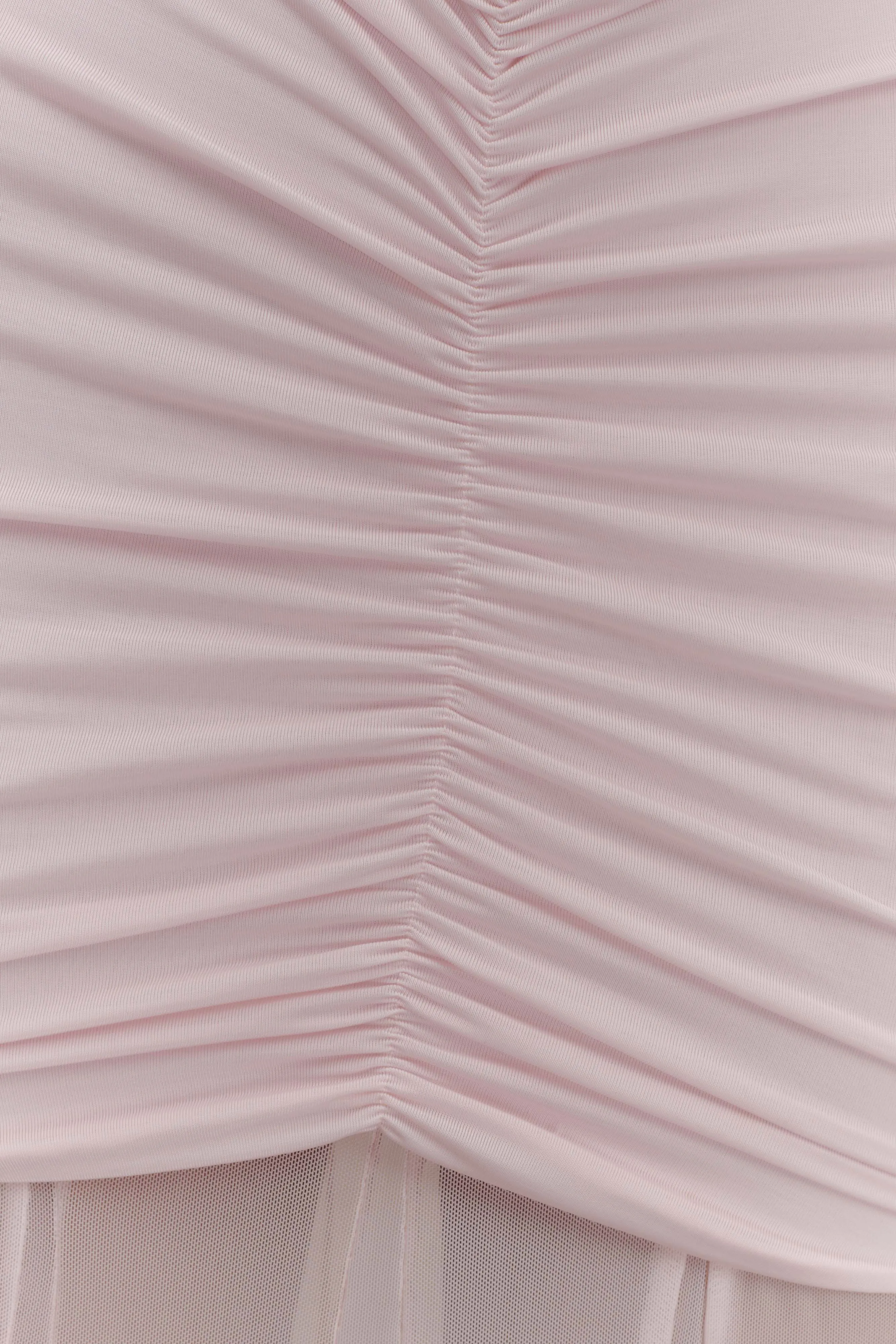 Caspian Slinky And Mesh Off Shoulder Maxi Dress - Pale Pink