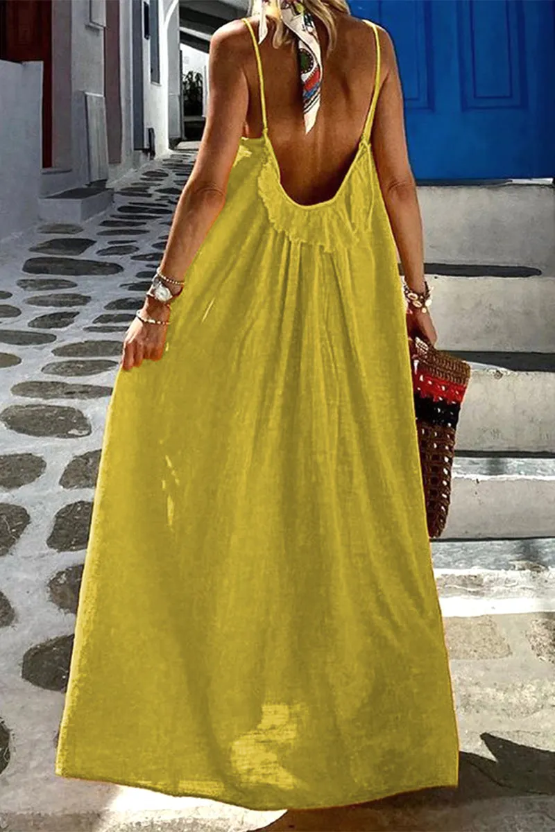 Casual Simplicity Solid Solid Color U Neck Sling Dress Dresses