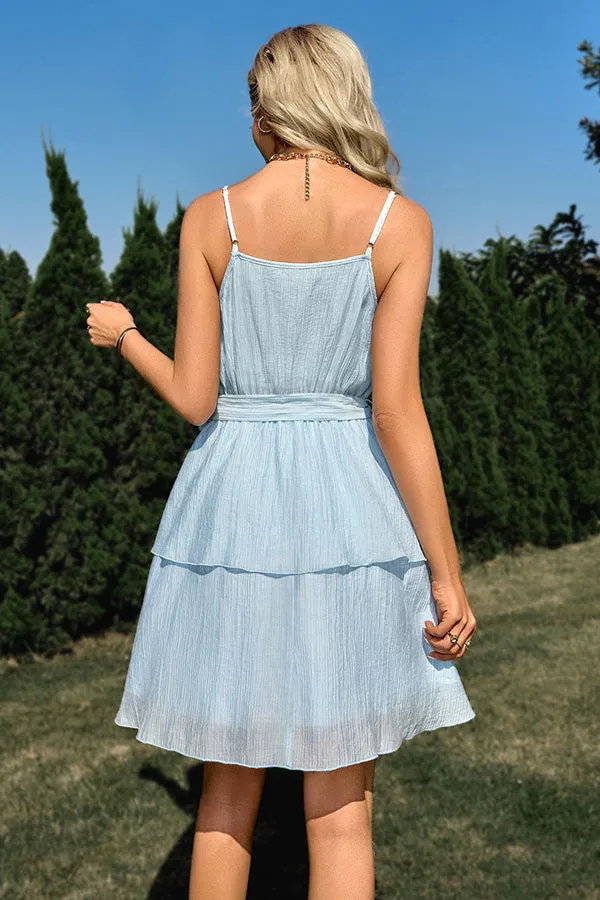Casual solid color V-neck tie-waist suspender dress