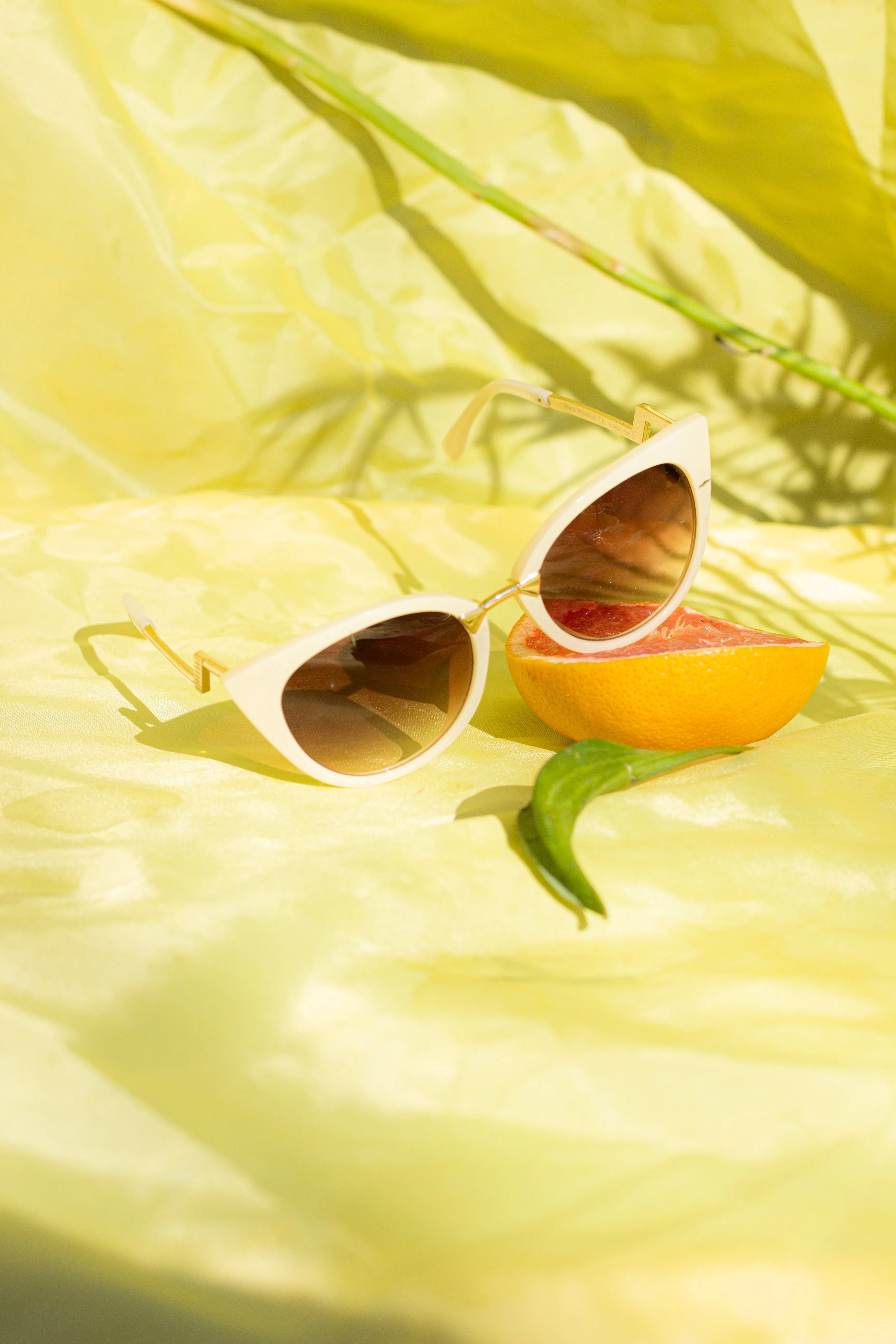 Cat Eye Sunglasses with Gold Bar Detail