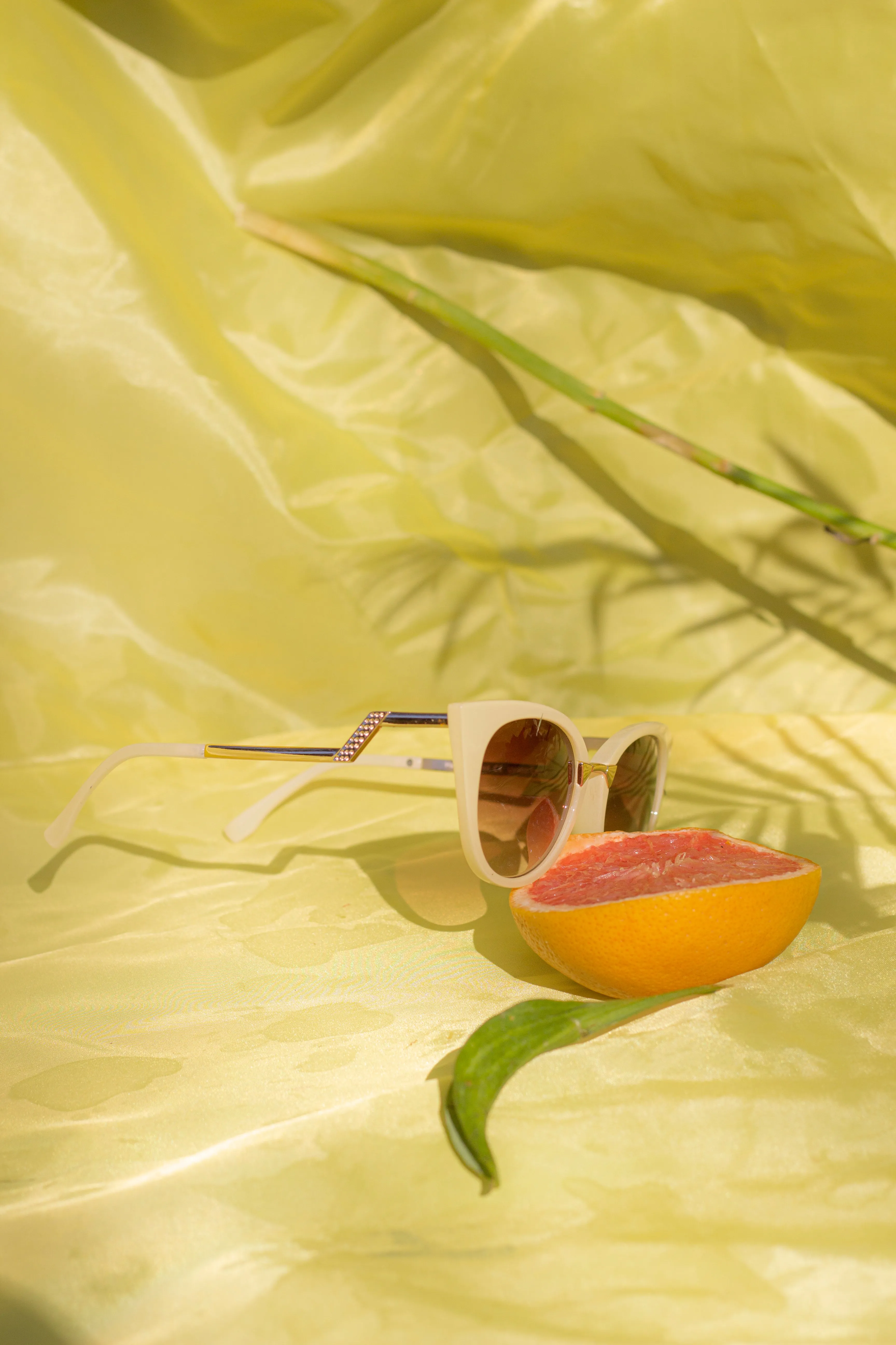 Cat Eye Sunglasses with Gold Bar Detail
