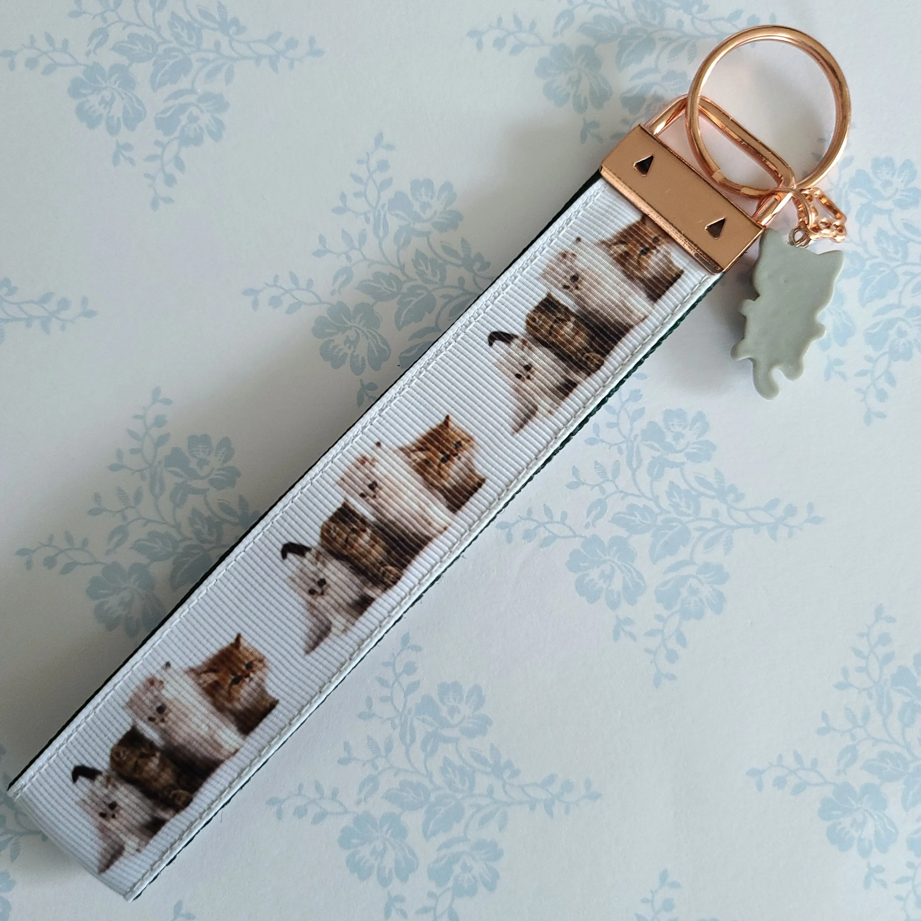 Cat Key Chain Fob on Rose Gold includes Cat Charm