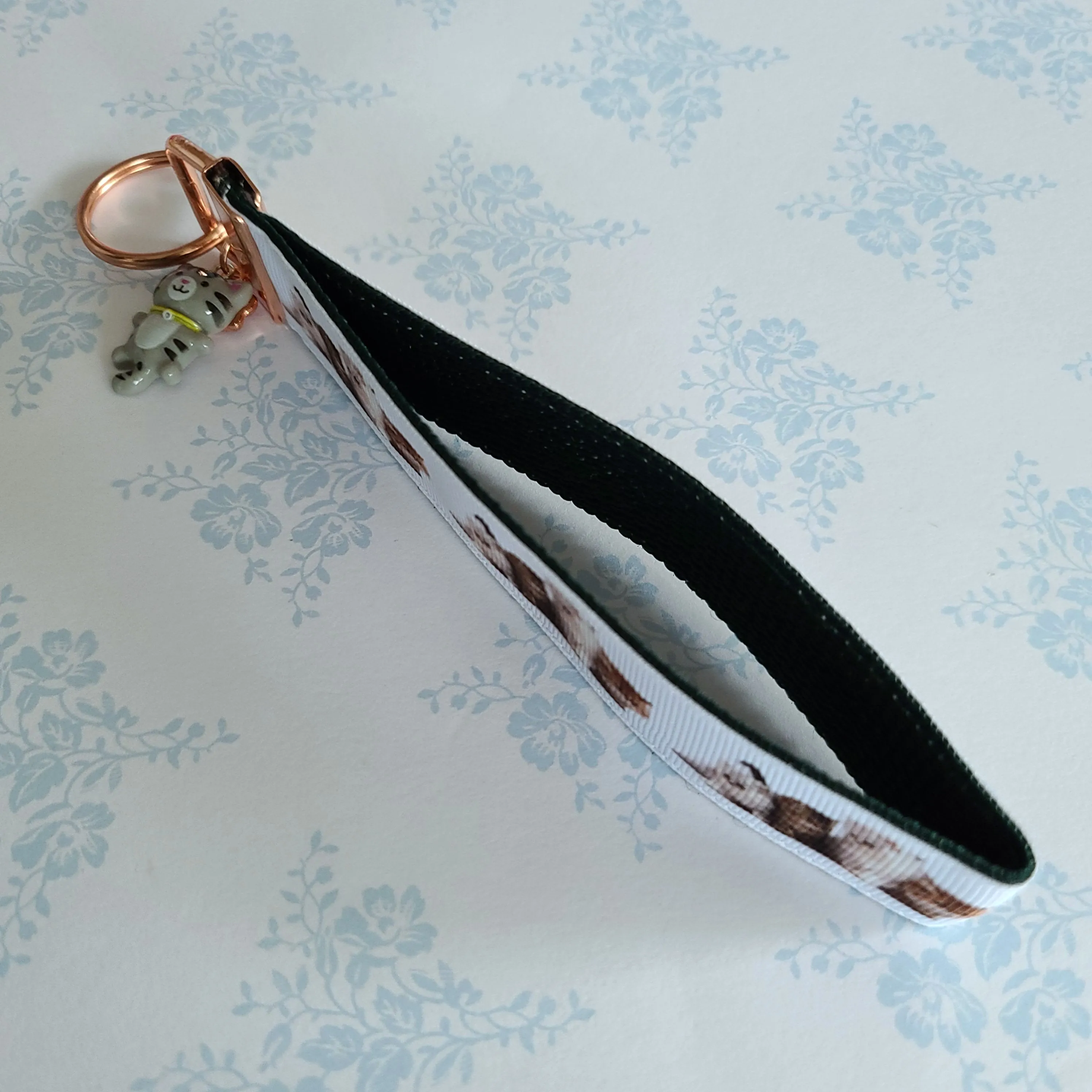 Cat Key Chain Fob on Rose Gold includes Cat Charm