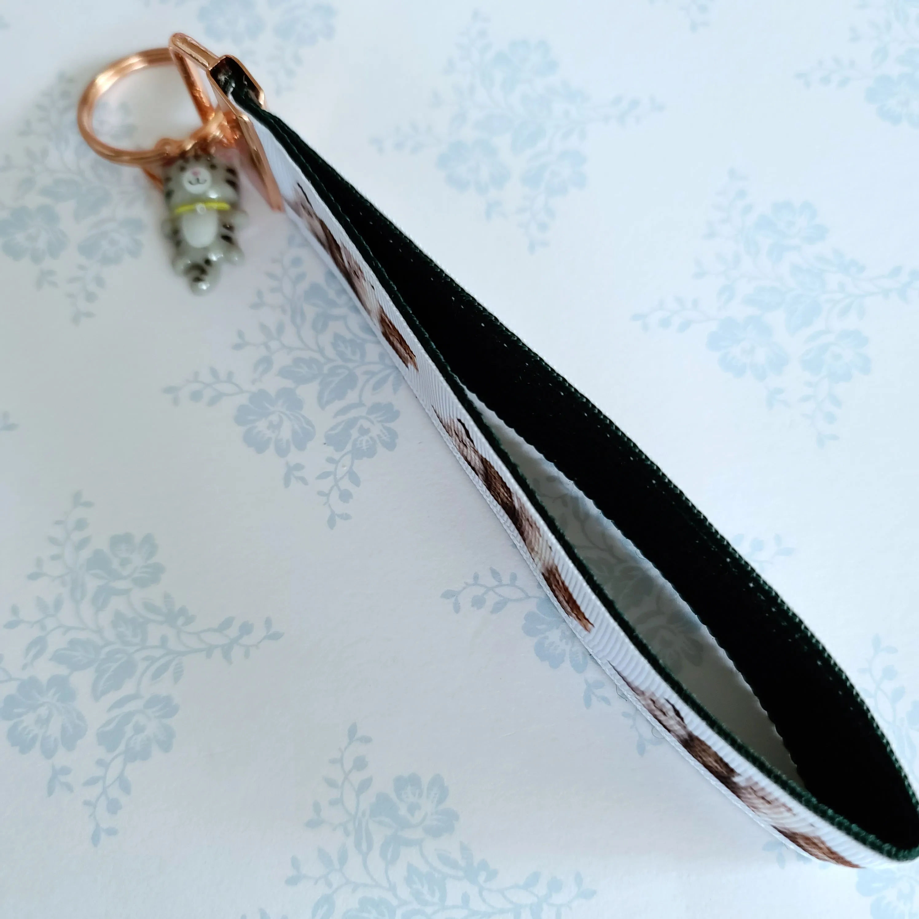 Cat Key Chain Fob on Rose Gold includes Cat Charm