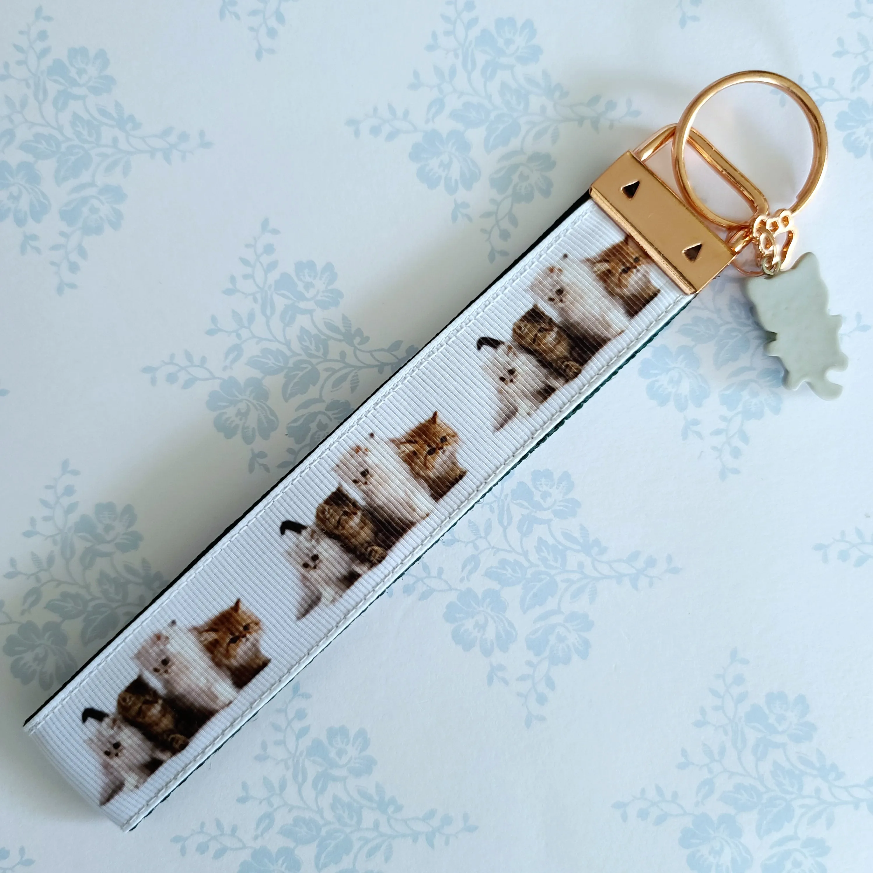 Cat Key Chain Fob on Rose Gold includes Cat Charm