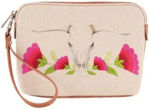 Catchfly Skull with Flowers Cosmetic Bag