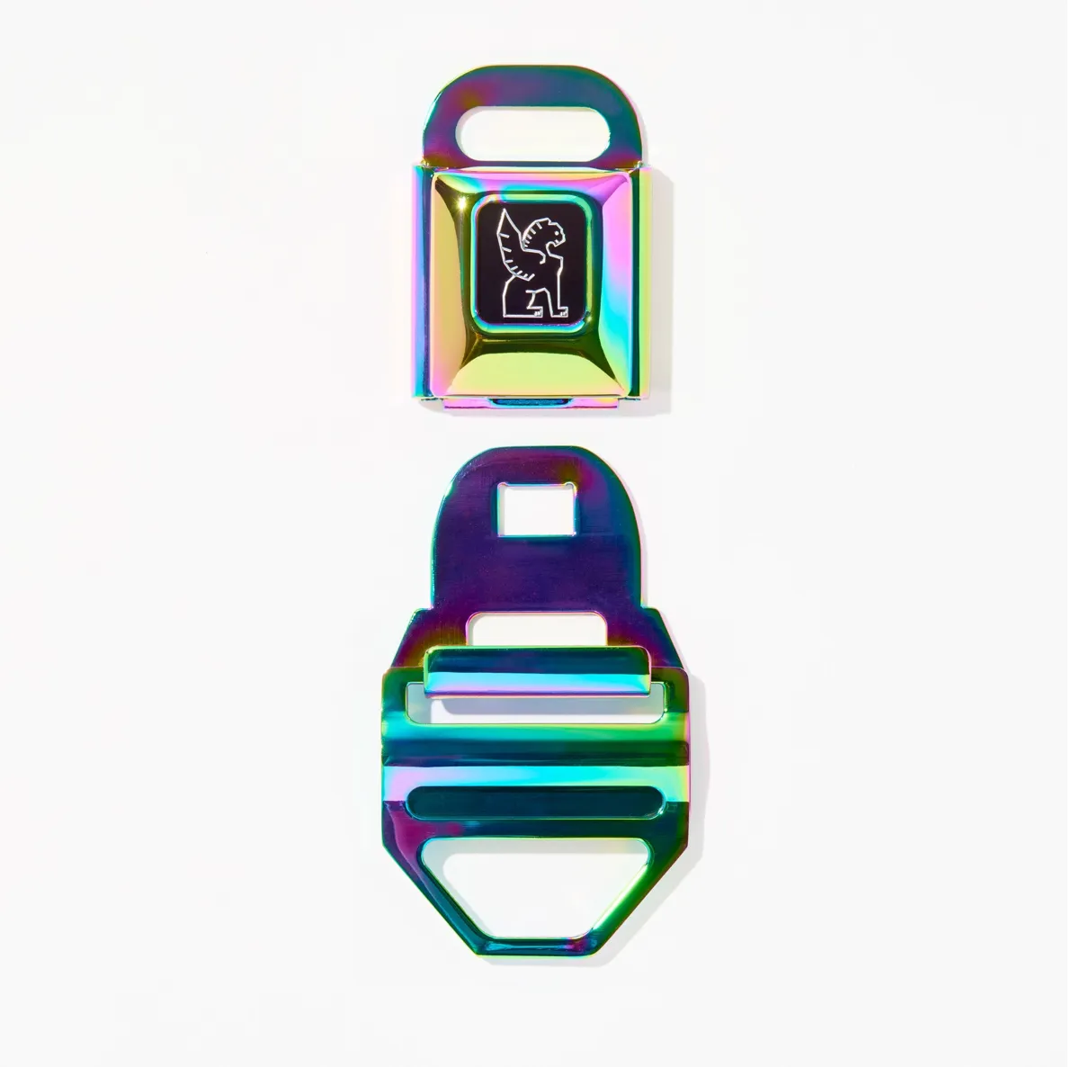 Chrome Seatbelt Buckle Lg (2") - Rainbow