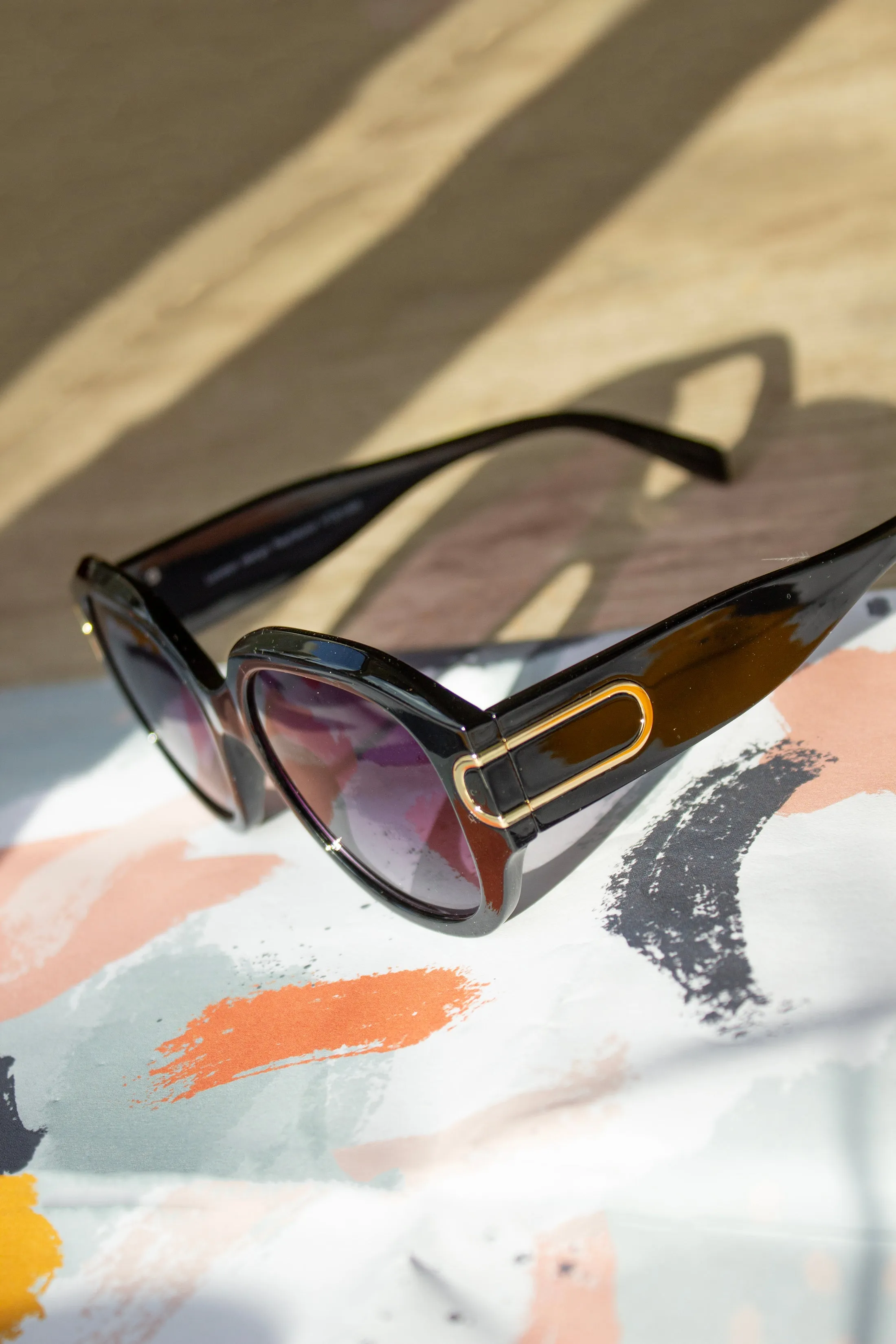 Circle Arm Detail Oversize Sunglasses