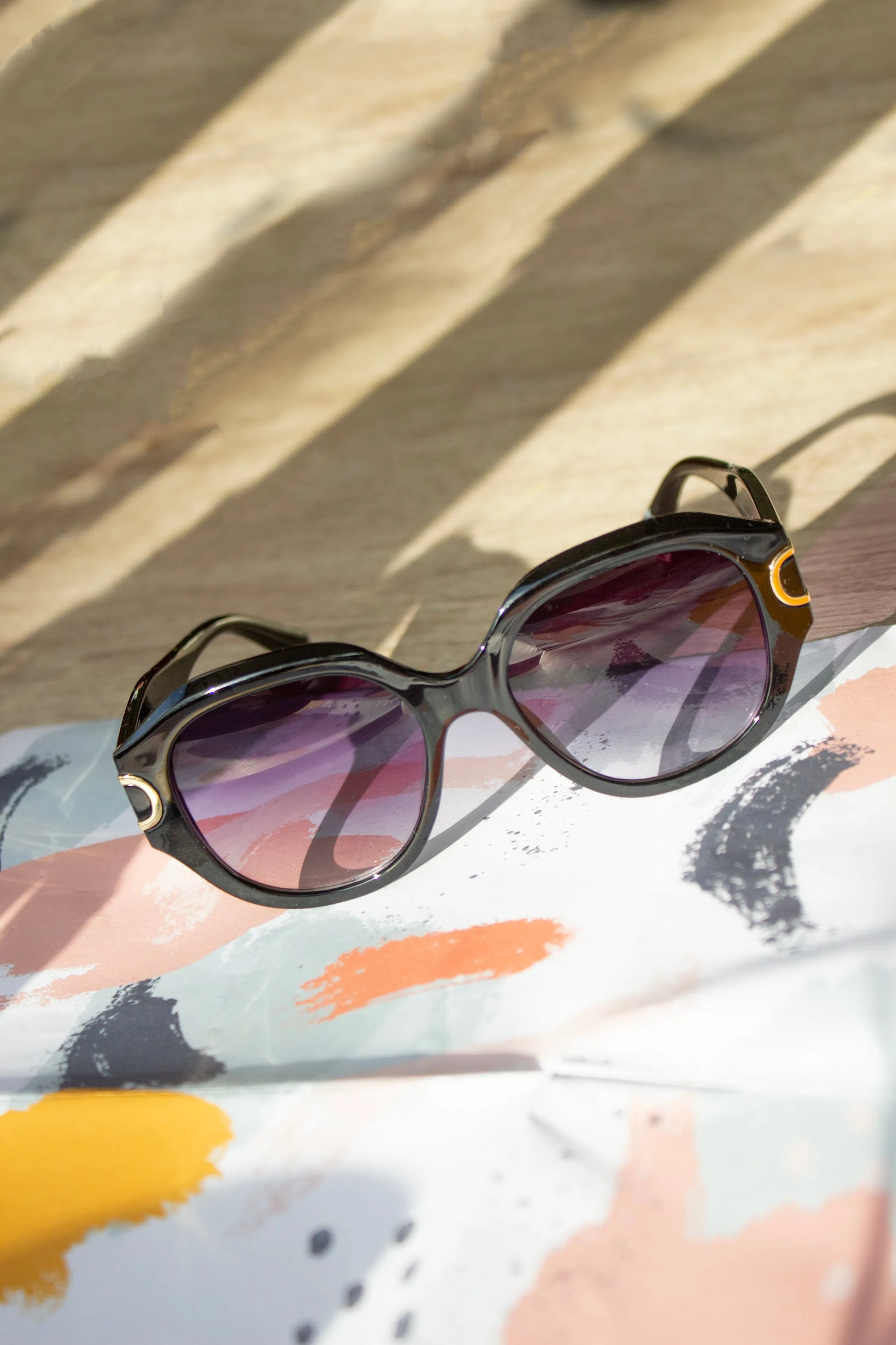 Circle Arm Detail Oversize Sunglasses
