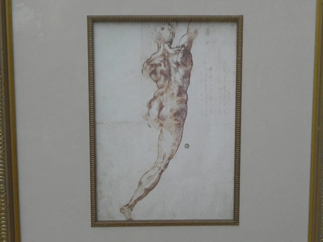 Classic Male Nude Drawing in Ornate Frame #1