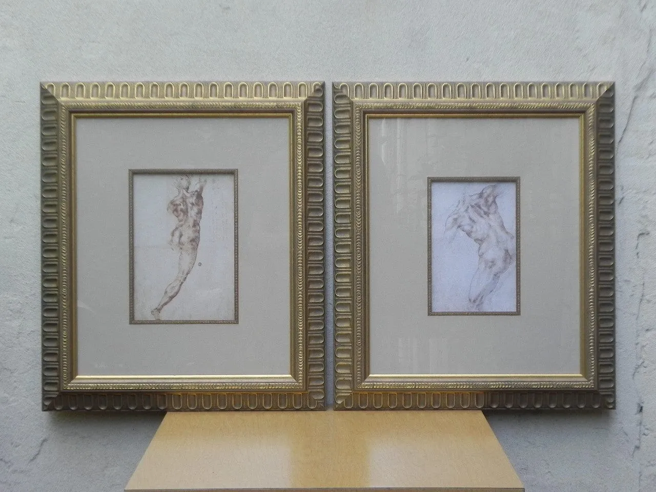 Classic Male Nude Drawing in Ornate Frame #1