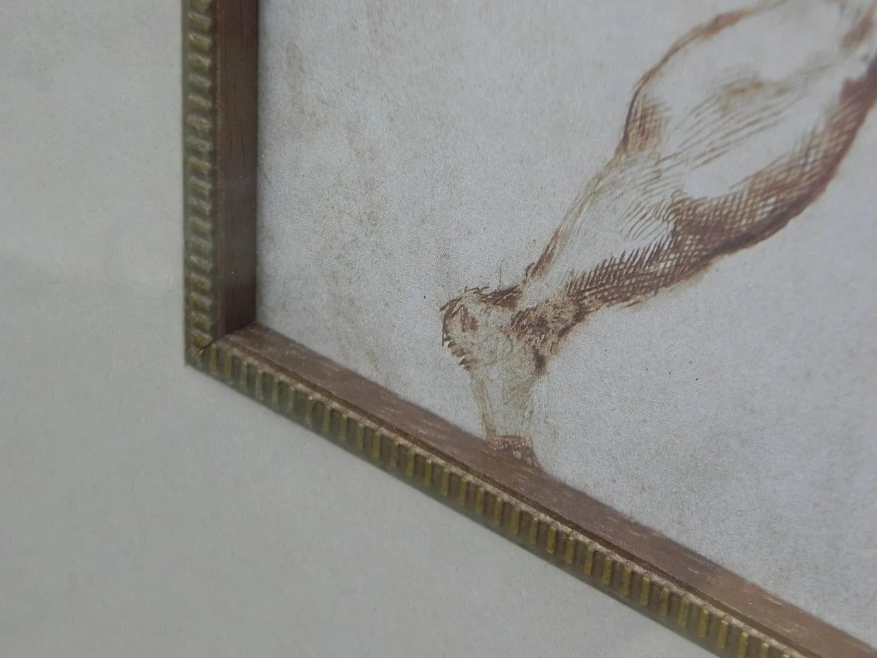 Classic Male Nude Drawing in Ornate Frame #1