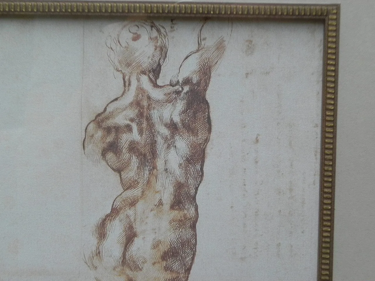 Classic Male Nude Drawing in Ornate Frame #1