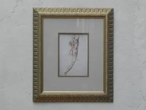 Classic Male Nude Drawing in Ornate Frame #1