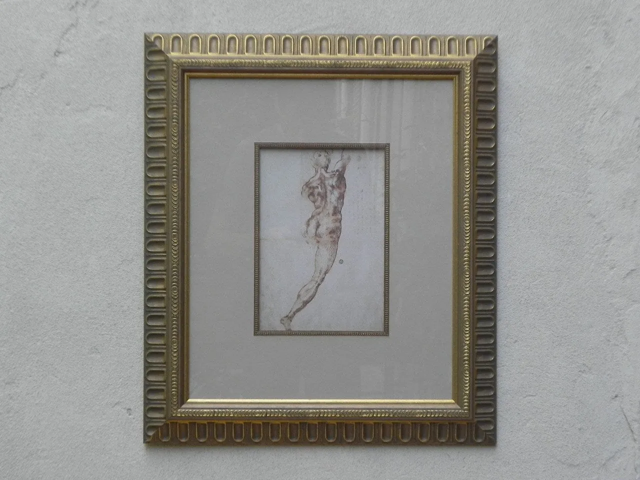 Classic Male Nude Drawing in Ornate Frame #1