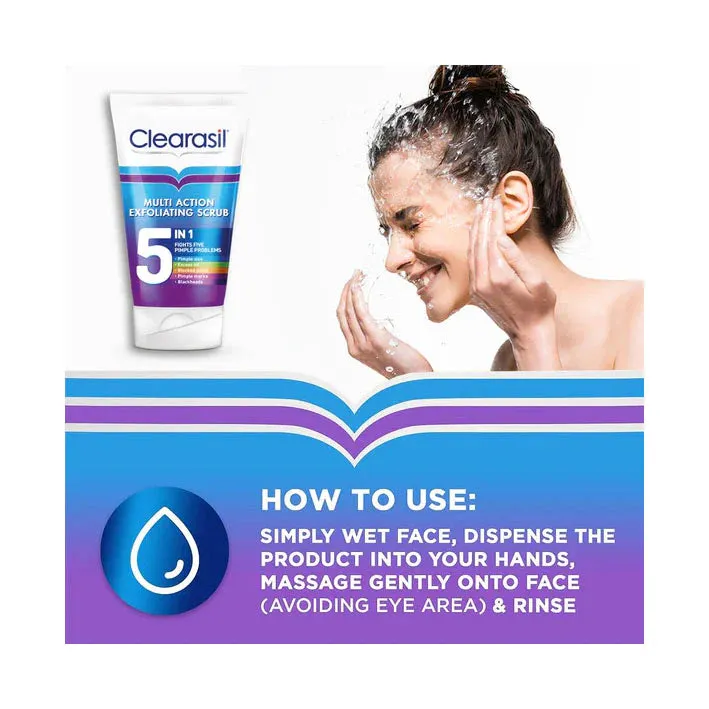 Clearasil 5 in 1 multi-action exfoliating scrub 150ml