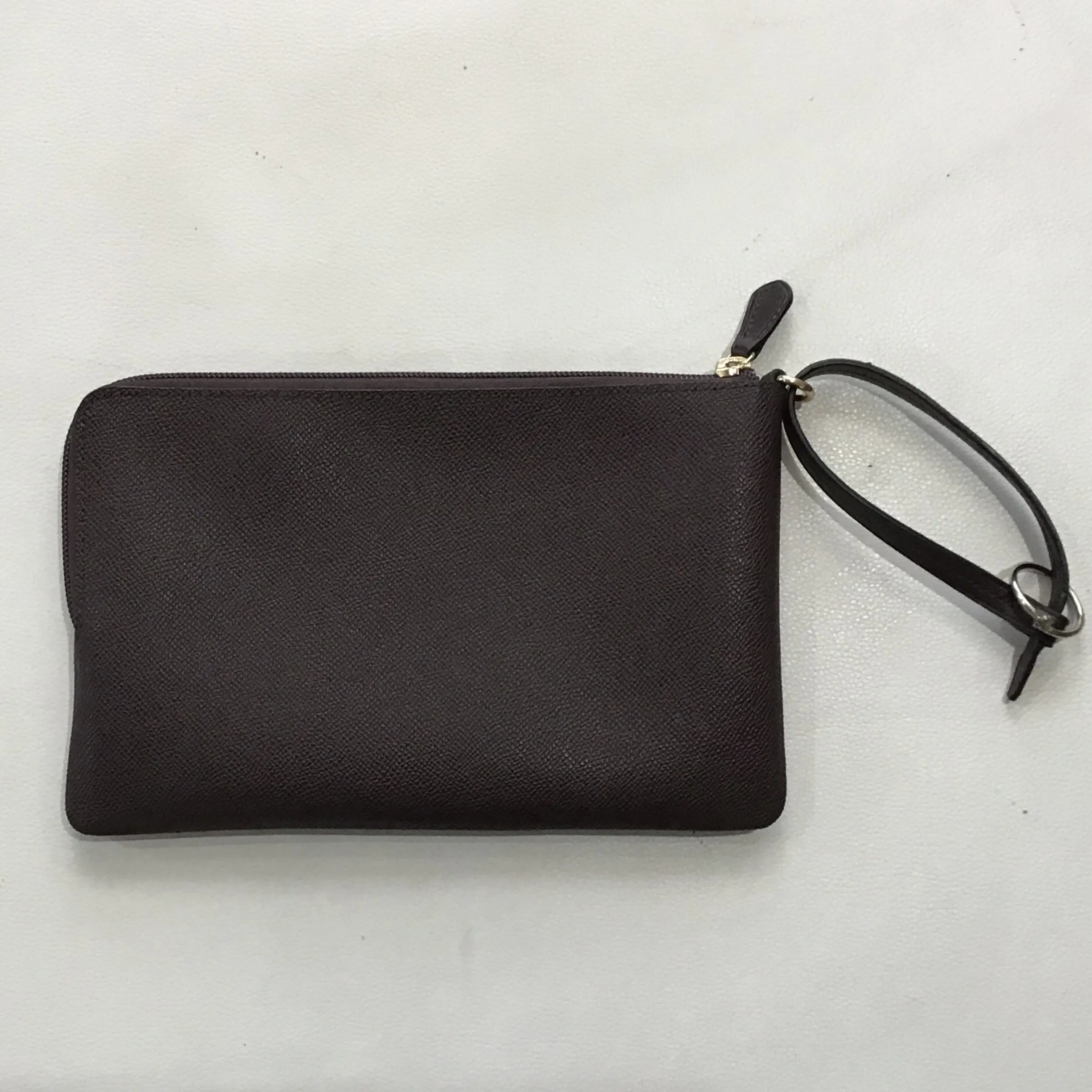 COACH Dark Brown & Tan Leather Storypatch Wristlet
