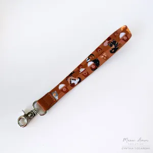 Coffee Cat Wristlet Lanyard