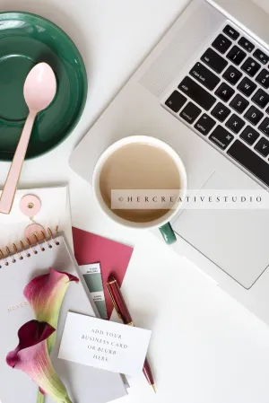 Coffee, laptop & Calla Lilly Styled Image