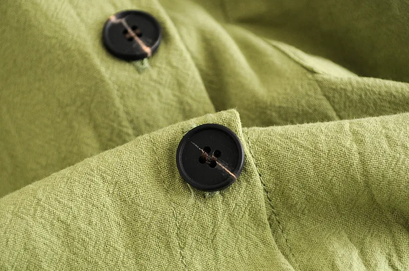 Collar-breasted belt dress fruit green
