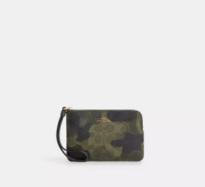 Corner Zip Wristlet In Signature Camo Print