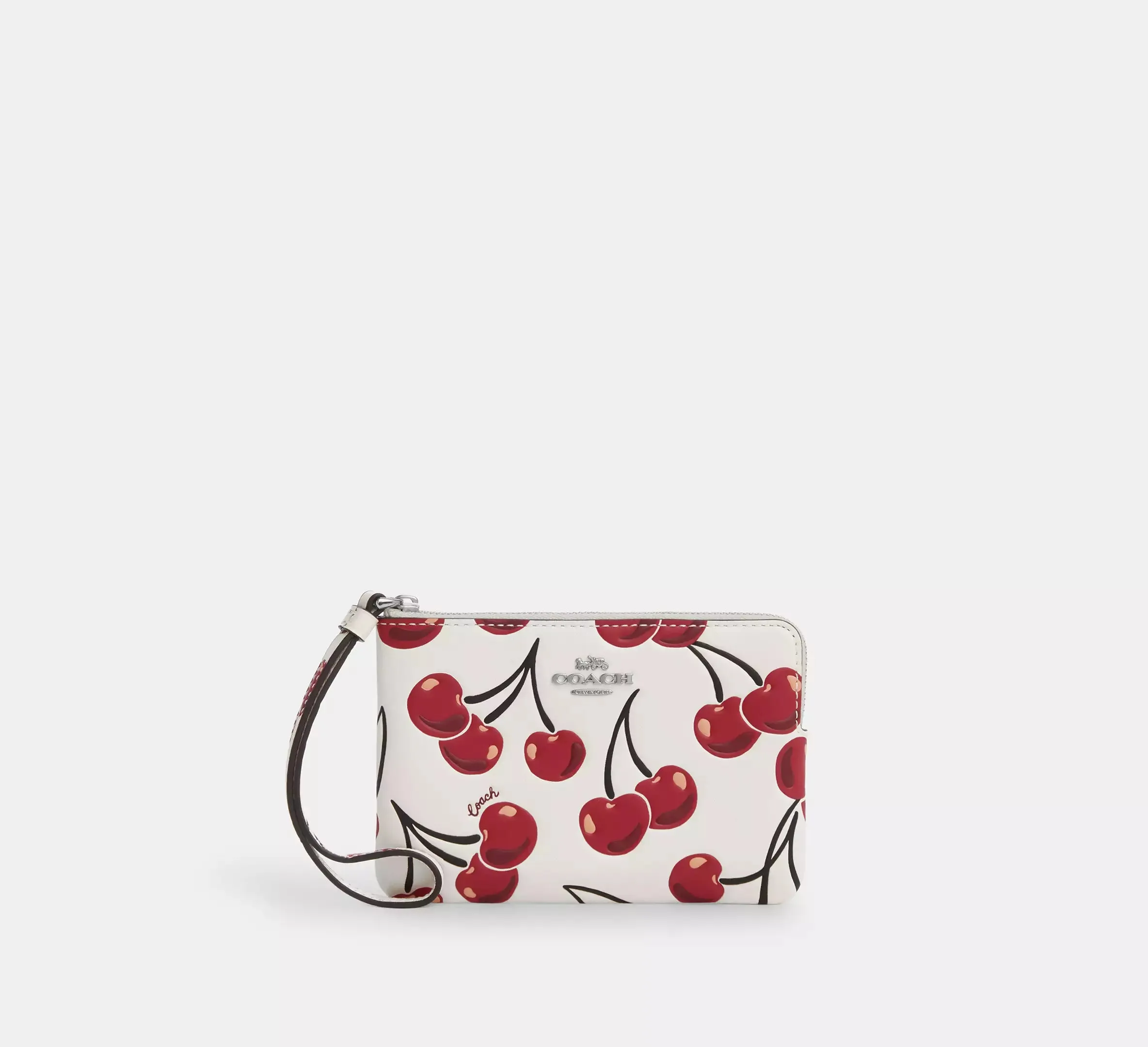 Corner Zip Wristlet With Cherry Print
