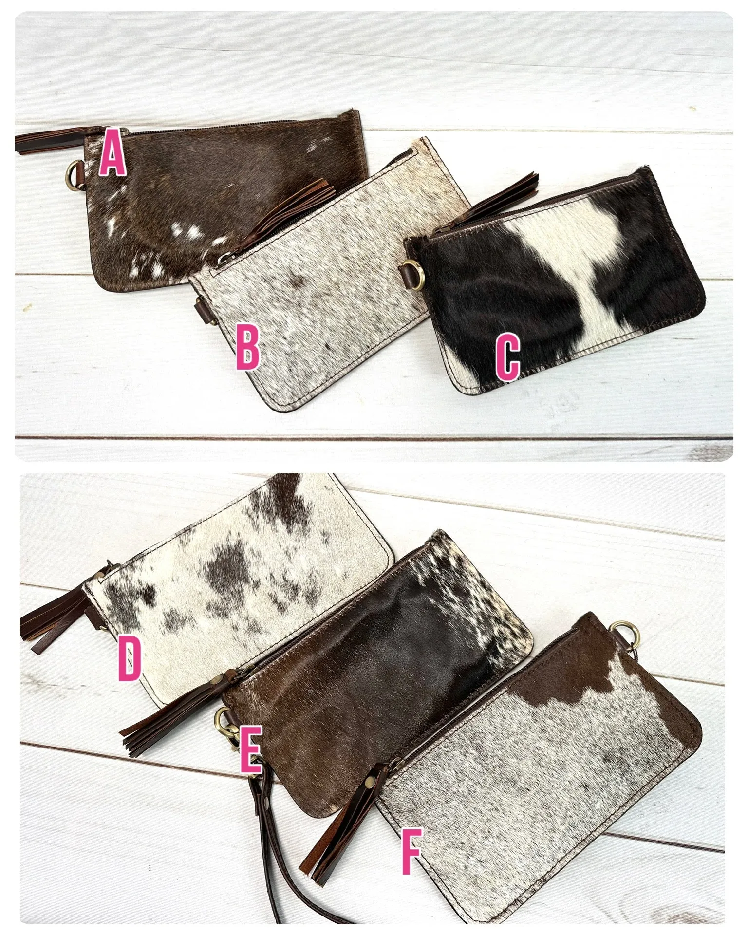 Cowhide Leather Wristlet Bag
