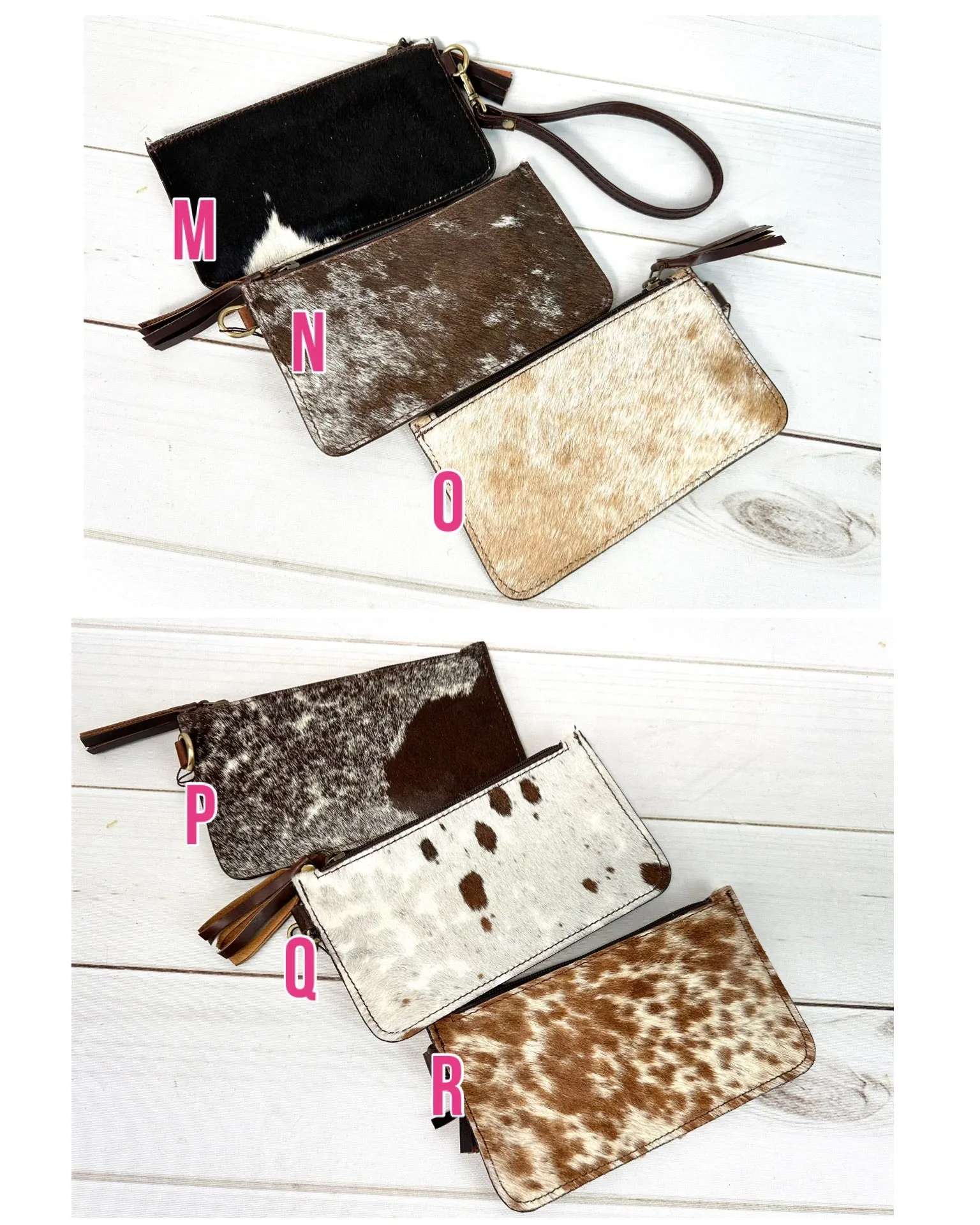 Cowhide Leather Wristlet Bag