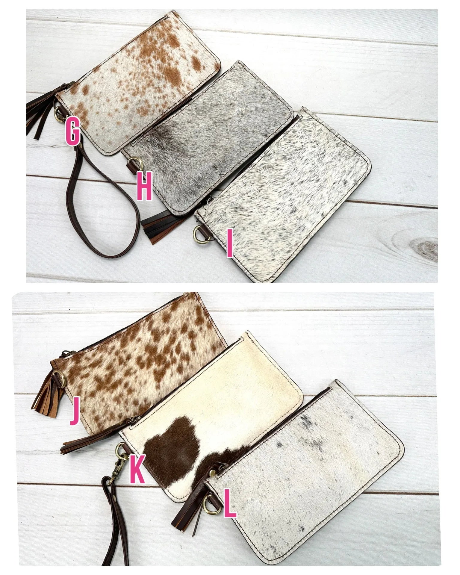 Cowhide Leather Wristlet Bag