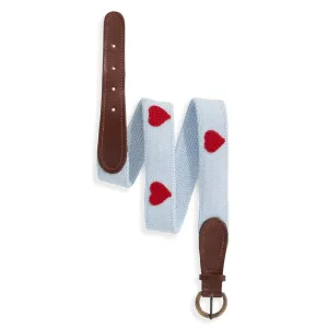 Crochet Belt™ -- Blue with Red Hearts