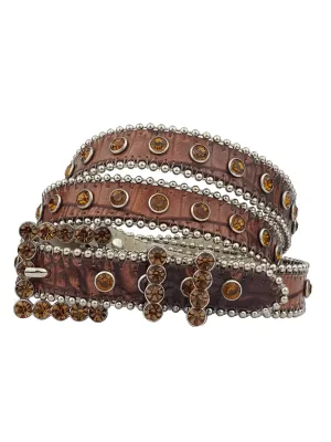Crystal Buckle/Loop Belt in Alligator Print