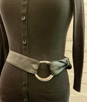CUSTOM BELT BUCKLE AND GARMENT DYED LEATHER BELT WITH STERLING SILVER AND GOLD MB2B