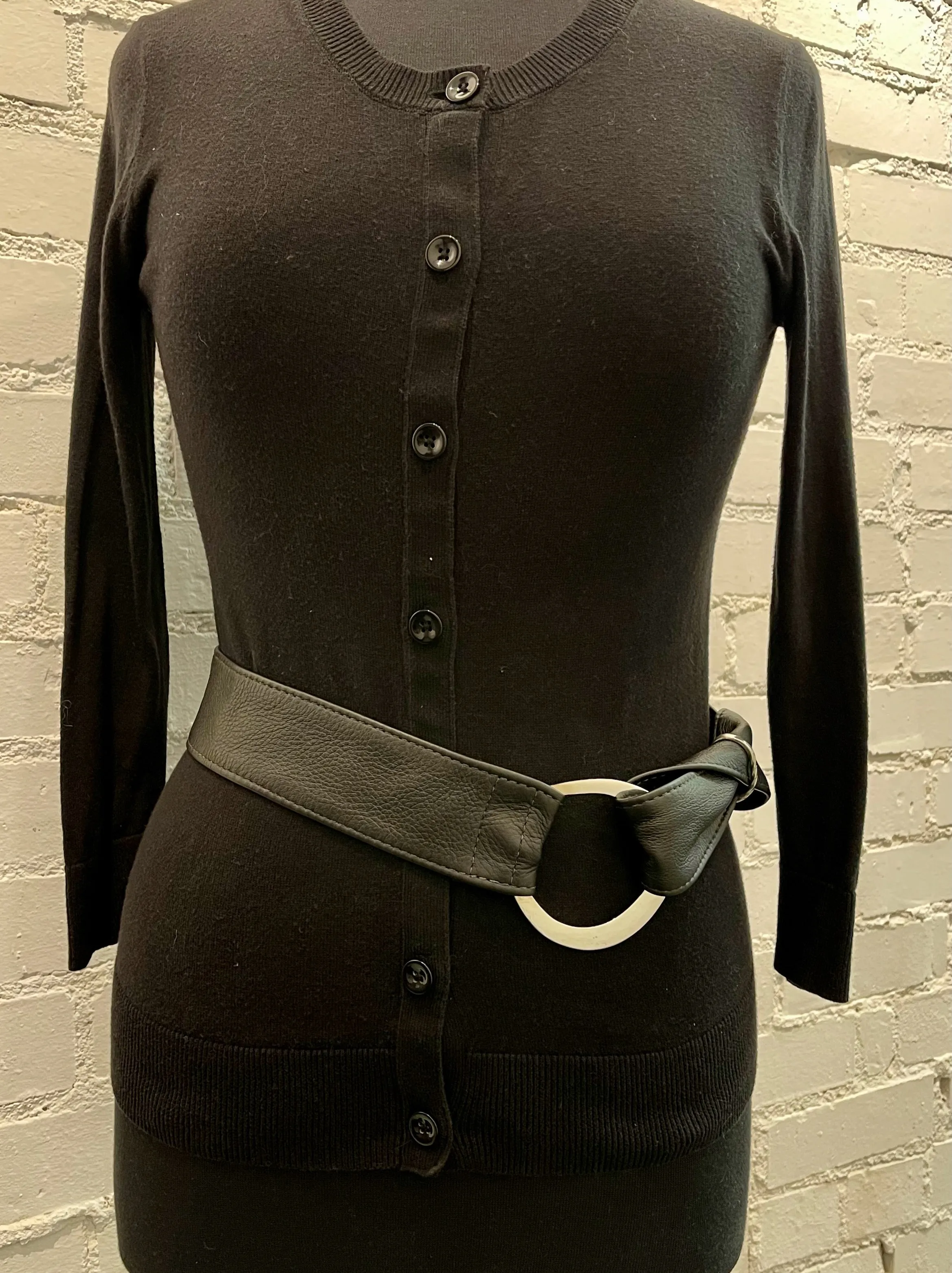 CUSTOM BELT BUCKLE AND GARMENT DYED LEATHER BELT WITH STERLING SILVER AND GOLD MB2B