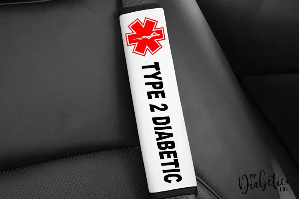 Custom Diabetes Medical Alert Seat Belt Cover - White