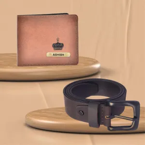 Customized Men's Wallet and Belt - Brown