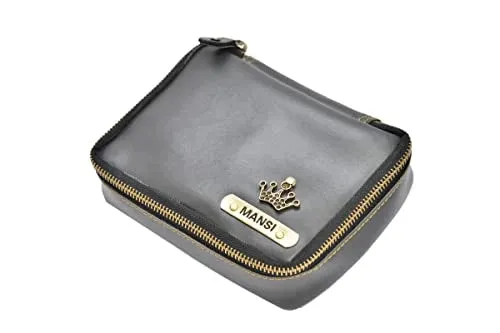 Customized Women's Croc Sling Bag   Mini Make up kit - Pink Grey