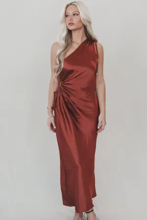 DEAL MINKPINK A Special Type Of Night Satin One Shoulder Maxi Dress