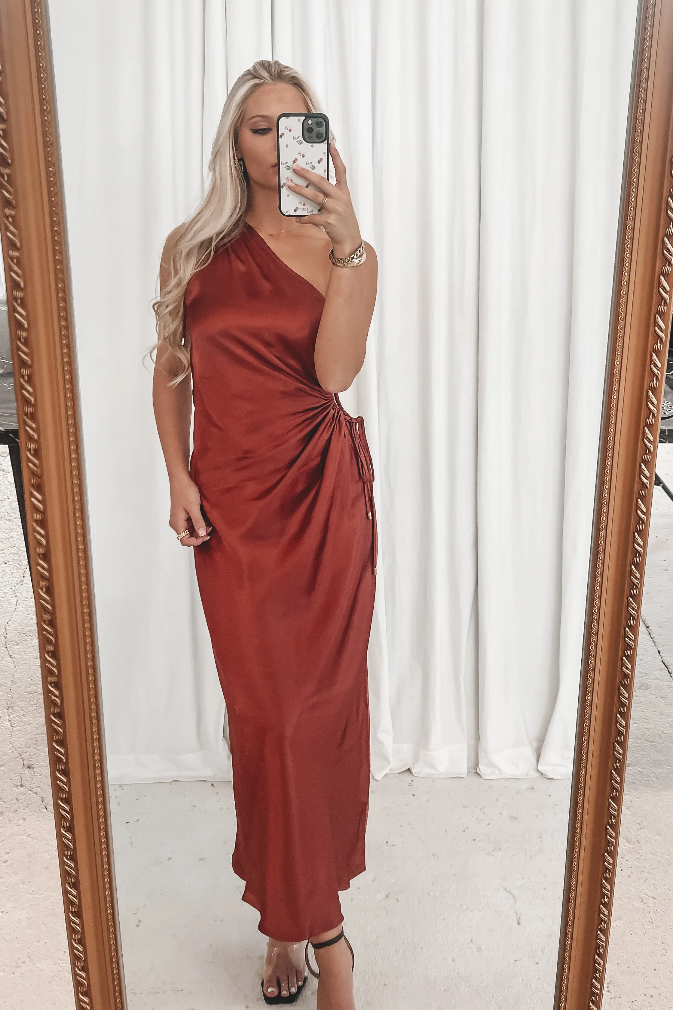 DEAL MINKPINK A Special Type Of Night Satin One Shoulder Maxi Dress