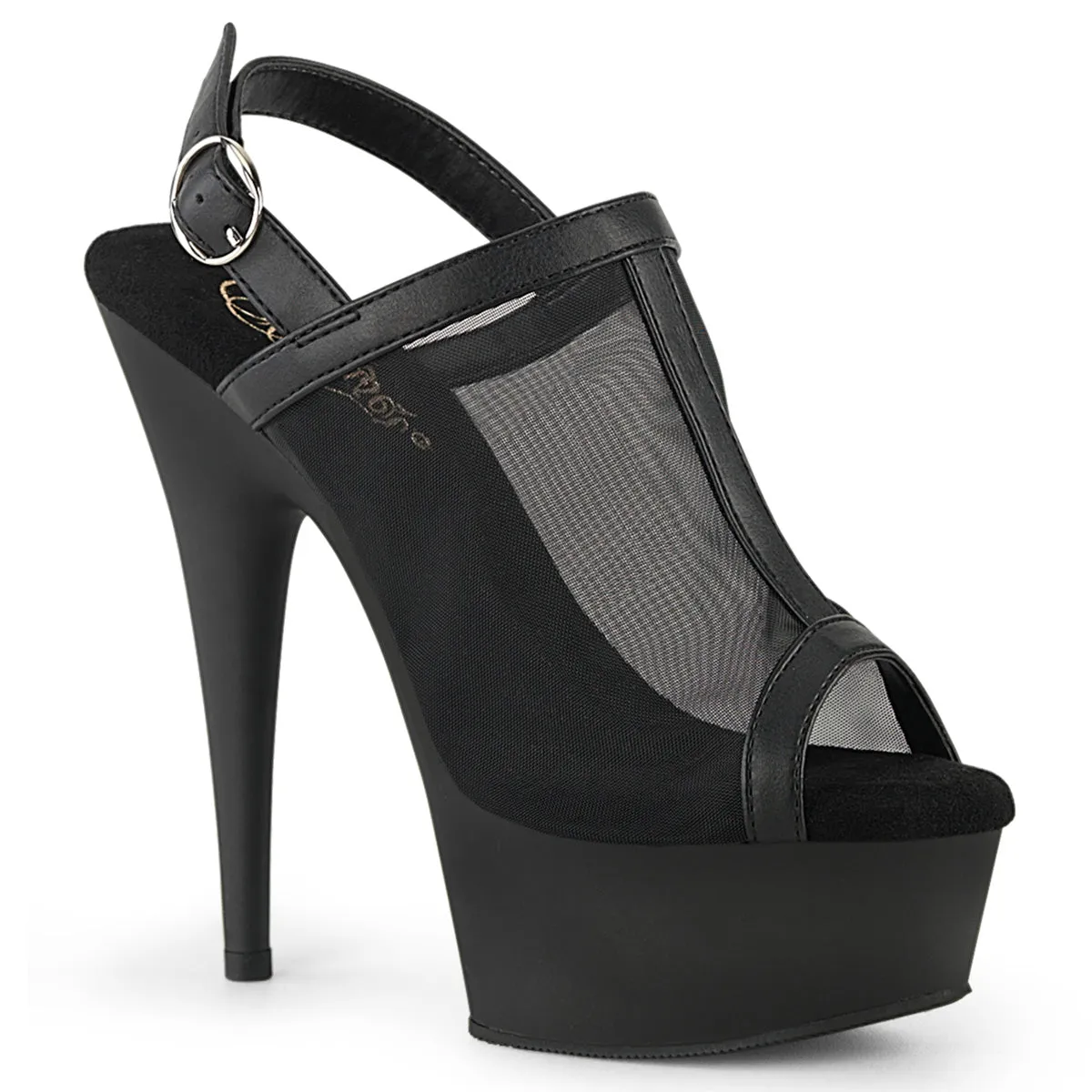 DELIGHT-636  Black Faux Le-Mesh/Black Matte