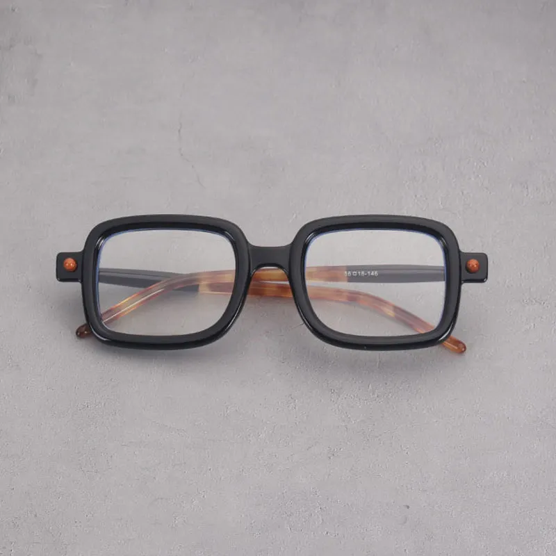Des Vintage Black Square Glasses Frame
