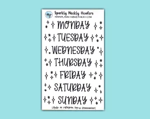 DIGITAL DOWNLOAD Sparkly Weekly Headers