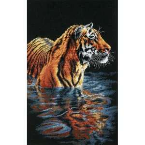 Dimensions: Tiger Chilling Out 9"x14" Counted Cross Stitch Kit